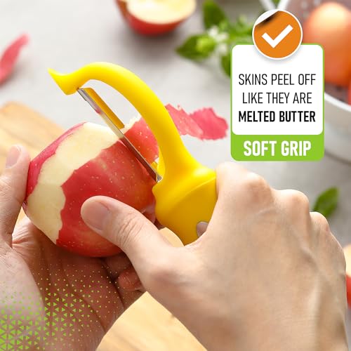 Image of Spring Chef Swivel Potato Peeler with Soft Grip Handle, Set of 2, Yellow
