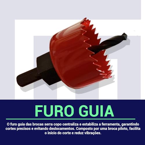 Jogo Serra Copo 6 Peças Para Madeira Gesso Pvc Plástico Profissional 32 à 54mm