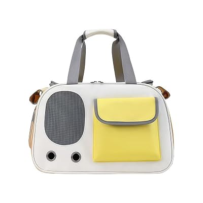 Trasportino Gatto Cane per Lamborghini Revuelto 2023-2026 Sedile Posteriore Auto Borsa Trasporto Pieghevole Tracolla Rete Traspirante Viaggio Cuccioli,Beige/Yellow