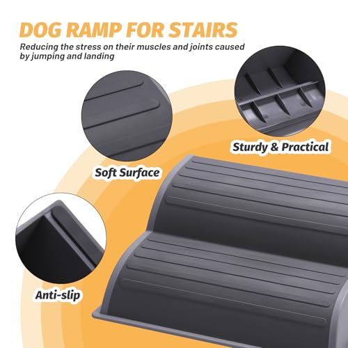 image for CiWiVOKi 2-Step Modular Dog Ramp - Portable Non-Slip Stairs for Small 
