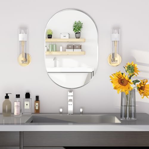 NEUWEABY Oval Bathroom Mirror Capsule Wall Vanity Mirror, 20"x30" Pill Mirrors Silver Wall Mount Mirror, Large Modern Mirror with Metal Frame, Decor for Bedroom by NEUWEABY - Image 3