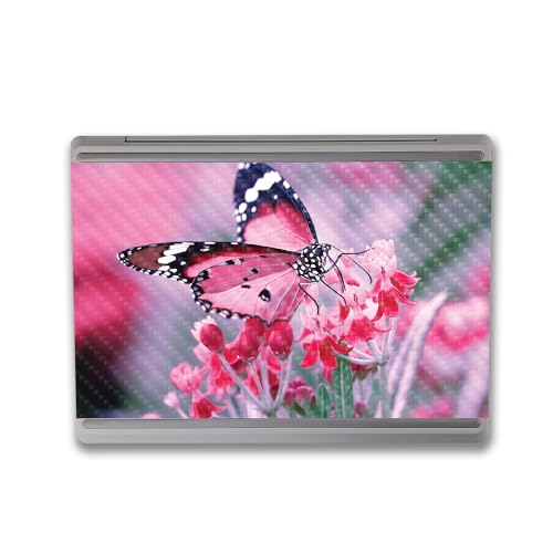 Image of MightySkins Carbon Fiber Skin Compatible with Microsoft Surface Laptop Go 3 (2023) Full Wrap Kit - Pink Monarch | Protective, Durable Textured Carbon Fiber Finish | Made in The USA