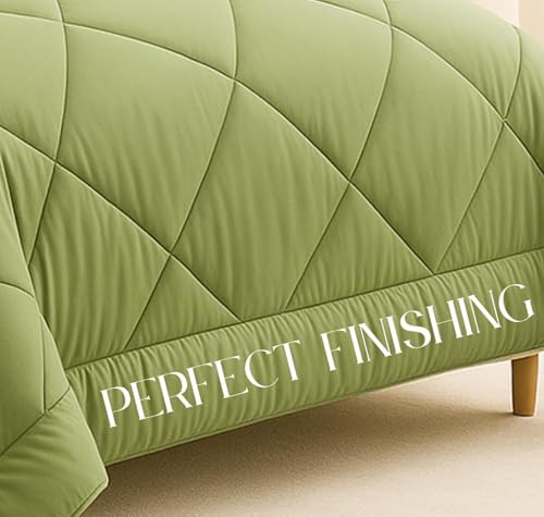 Image of VAS COLLECTIONS Double Size Reversible Comforter 320 GSM (90 x 100 Inches), Soft Microfiber AC Quilt, Thick & Warm All Season Blanket - (Green)