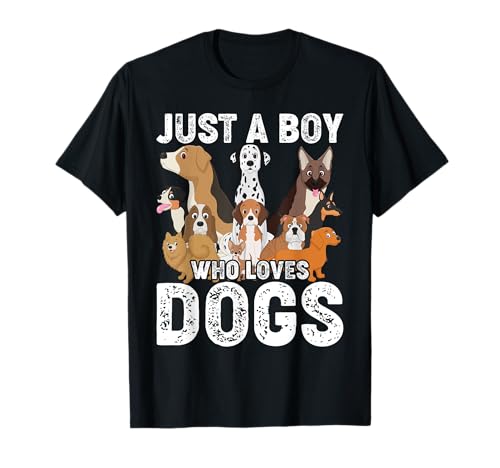 Just A Boy Who Loves Dogs Funny Puppy Kids Cute Dog Boys T-Shirt