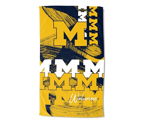 Northwest NCAA Michigan Wolverines Oversized Microfiber Beach Towel, 40 x 72 Inches – Quick Dry, Sand Resistant, Lightweight, Highly Absorbent, Distorter Design