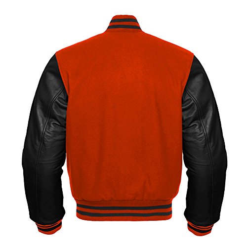 Image of Premium Letterman Baseball School College Bomber Varsity Jacket Purple & Gold Genuine Leather Sleeves