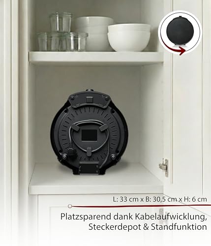 Cloer 6620 Crêpes-Maker für hauchdünne Crêpes mit 29 cm Durchmesser, inkl. Teigverteiler und Wender, Antihaftbeschichtung, stufenloser Temperaturkontrolle und Kontrolllampe, 1200 W