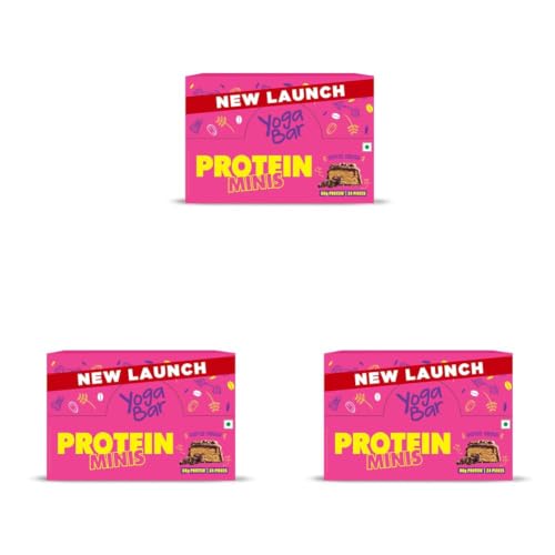 Image of Yogabar Protein Minis, 4g Protein Bar (24 Bars, Coffee Crush) | Dark Chocolate Bar with no Trans Fat | Healthy Snacks for Kids & Adults | Goodness of Peanuts | Rich in Protein & Fiber (Pack of 3)