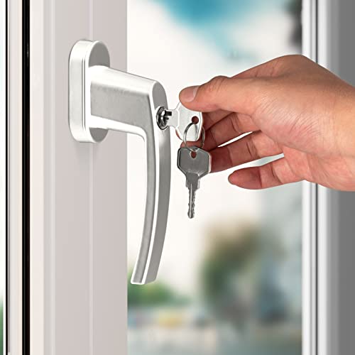 Miniatura 6 de Monzana 4x Manilla De Ventana Puerta Universal Con Cerradura 2 Llaves Manija Bloqueo En 2 Posiciónes Blanco