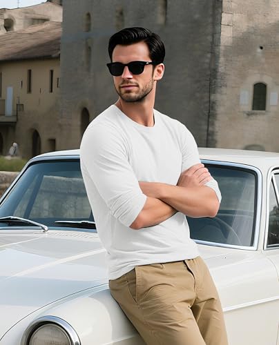 EKLENTSON Men's Cotton Crewneck T-Shirts Long Sleeve Plain Tee Moisture Wicking Casual Tshirts Solid Color3