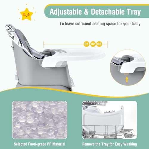 Image of GLACER 8 in 1 Convertible Baby High Chair - Adjustable High Chairs for Babies and Toddlers with Removable Tray, Dual Cushions, Activity Table and Chair Set, Booster Seat, Stool (Wave Gray)