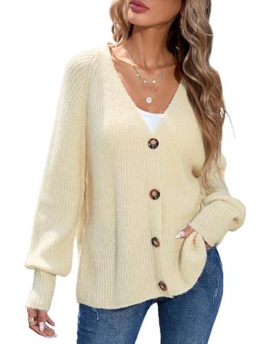 Womens Oversized Lightweight Button Cardigan Sweater Fall 2025 Ladies Casual Cozy V Neck Long Sleeve Cardigans