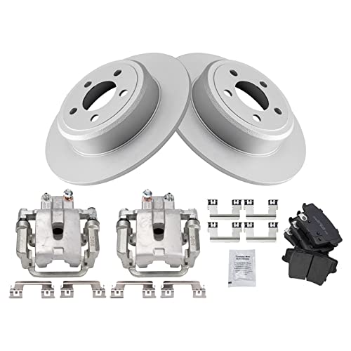Image of TRQ Rear Brake Pad and Rotor Set Ceramic G Coated Solid Rotors Calipers