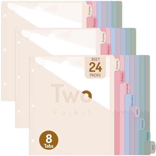 Forvencer 24 Counts Dividers with 2 Pockets, Binder Dividers with Tabs