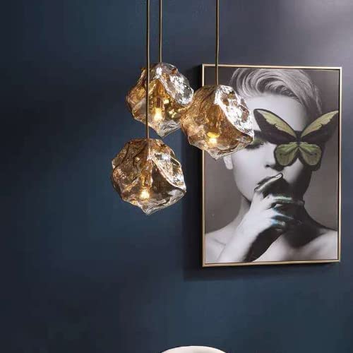 Mgjxtwg Post Modern Ice Cube Hanging Lamps Creative Amber Irregular Glass Pendant Lights Decor Dining Room Chandelier For Kitchen Fixtures Living Room Pendant Luminaire #TOP3