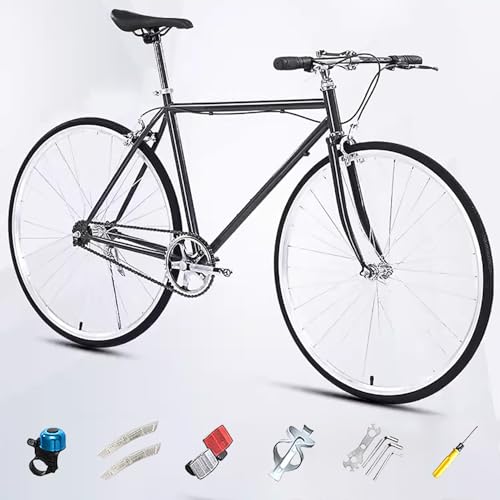 【Bici da Strada Retrò】: l'intera bici adotta proporzioni leggere ed è realizzata in materiale di acciaio ad alto tenore di carbonio bianco puro. Ha una resistenza e una durezza migliori della lega di alluminio, può sopportare una maggiore pressione e impatto e non è facile da deformare. Il telaio pesa solo 2,5 kg e l'intera bici pesa 11 kg.