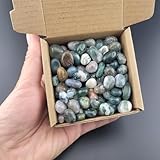 1,000 Carats Moss Agate Handpicked Tumbled Stones Crystals Chips Bulk Pocket Stones for Healing, Reiki, Meditation, Witchcraft and Home Decorations (Moss Agate)