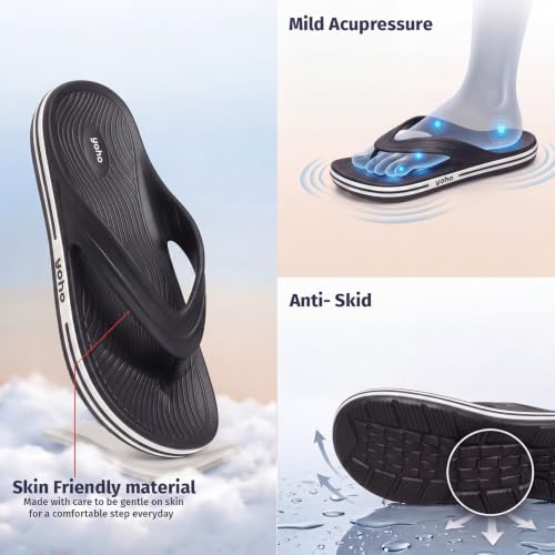 Image of YOHO Grip Orthopedic Slippers for Men | Waterproof Monsoon Footwear | Footpharma Footbed & TripleDense Foam | Anti-Skid Chappals