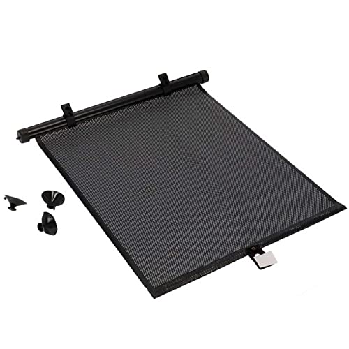 ACAN Tradineur - Cortina Enrollable para ventanilla de Coche, Parasol Lateral de plástico, Altura Regulable, colocación con 3 ventosas, protección Rayos UV, privacidad (Negro, 40 x 45 cm)