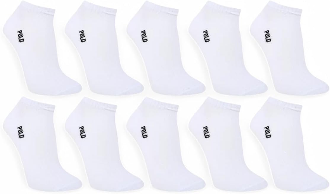 Kit 10 Pares Meias Soquete Polo London Club, Cano Curto Baixo Algodão Confort Respirável Adulto Masculino