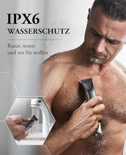Intimrasierer Mann, kensen 2 in 1 Rasierer Herren Intimbereich Wasserdicht Körperrasierer Herren Typ-C Bodygroom Herren Nass Trocken Intim Rasierer Männer Beine Brust Achselhöhle Leiste Aufsteckkämme