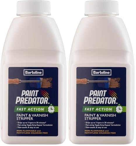 Image of Bartoline Paint Predator™ Fast Action Paint & Varnish Stripper 500 ml– Rapid, Non-Caustic Paint Remover for Wood, Metal & Masonry (Pack of 2)