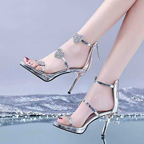 Sgaogew Women's Stiletto Pump Sandals Platform Open Toe Ankle Strap Sparkle Diamante Heart Lips Stars Dressy Heels Shoes For Women Bride Ladies Wedding Footwear Dress Sandalias Para Mujer Elegantes #TOP1