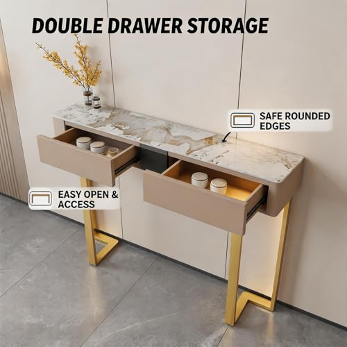 Mesa de entrada estrecha con cajones y consola de sofá para sala de estar 4