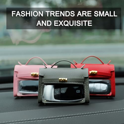 BESULEN Mini Creative Car Key Case, Cute Small Exquisite Transparent Leather Vehicle Keychains Handbag, Portable Waterproof Automobile Key Fob Holder Wallet for Women (White) - Thumbnail 6