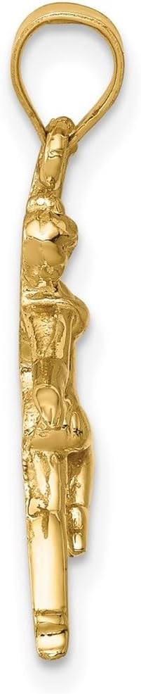 JewelryWeb 14k Solid Yellow Gold Dancer Pendant Necklace 23x8.3mm Wide Pendant for Women - Image 3
