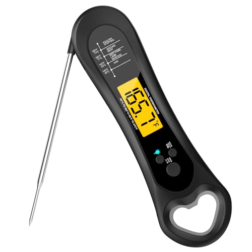 Meat Thermometer Digital - Waterproof Instant Read Thermometer for Cooking, Grilling, Baking with Foldable Probe, Backlight and Magnetic Storage