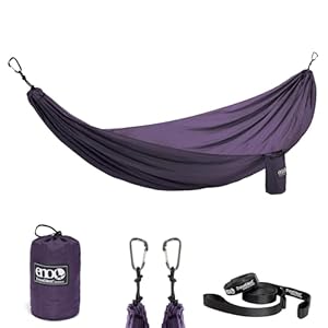 ENO TravelNest Hammock & Straps Combo – Portable Hiking and Camping Hammock with Straps Included – Travel Hammock for Camping, Hiking, Backpacking, a Festival, or The Beach + Straps Combo – Plum