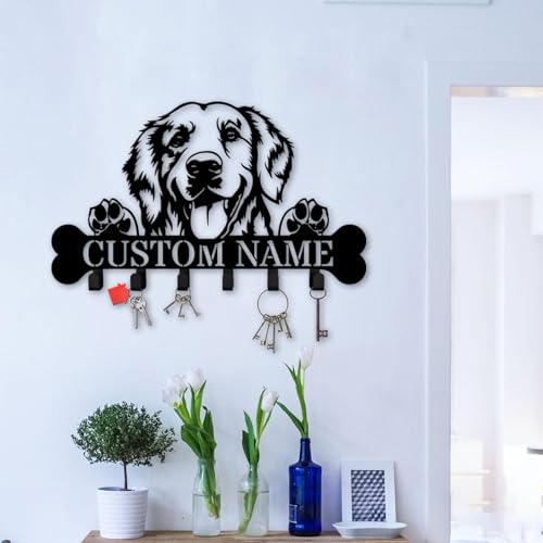 DEVOTUS Custom Golden Retriever Key Holder Rack, Dog Wall Hanger