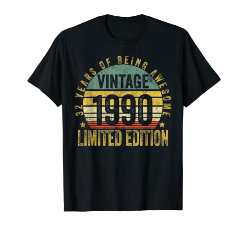 32 Year Old Gifts Vintage 1990 Limited Edition 32nd Birthday Camiseta