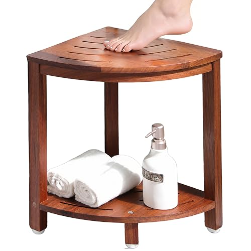 KEGII Teak Corner Shower Stool 100% Teak Wood