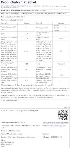 HOTPOINT HFC 3C26 CW X LAVASTOVIGLIE, 60 cm, Classe E - 14