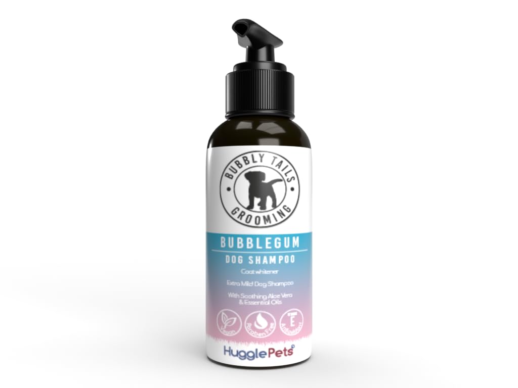 HugglePets Bubbly Tails Bubblegum 2 in 1 Hypoallergenic Dog Shampoo and Conditioner 500ml. Fragrant Grooming Clean Fresh-Smelling Pups. Paraben Free and Vegan Friendly Cruelty Free Dog Shampoo
