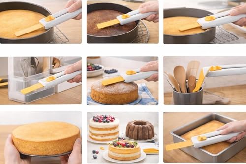 Image of Cake Smoothing Spatula with Sliding Blade | Cake Release Tool | Retractable Cake Spatula | Cake Side Scraper | Flexible Silicone Spatula | Flat Spreader | for Baking (Pack of 1,Multicolor)