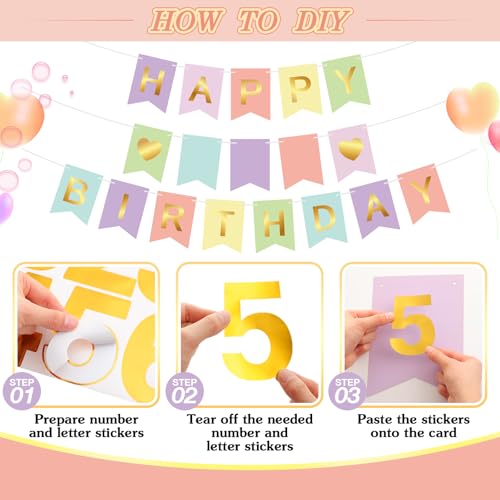 Dispowreath DIY Birthday Decorations Reusable Happy Birthday Banner with Honeycomb Balls Hanging Swi