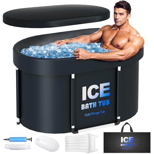 Oval Ice Bath Tub for Athletes with Cover, 130 Gal Capacity Porta...