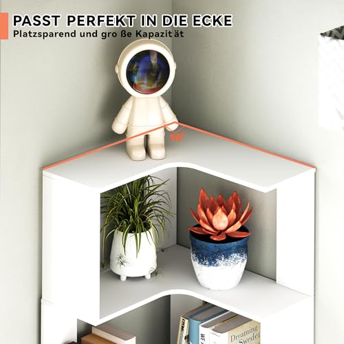 Bibliothèque d’angle S 5 niveaux 175 cm blanc petour