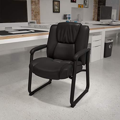 Flash Furniture LeatherSoft Executive Reception Chair with Padded Armrests and Sled Base, Upholstered Side Chair for Living Room or Office, Black by Flash Furniture - Image 2
