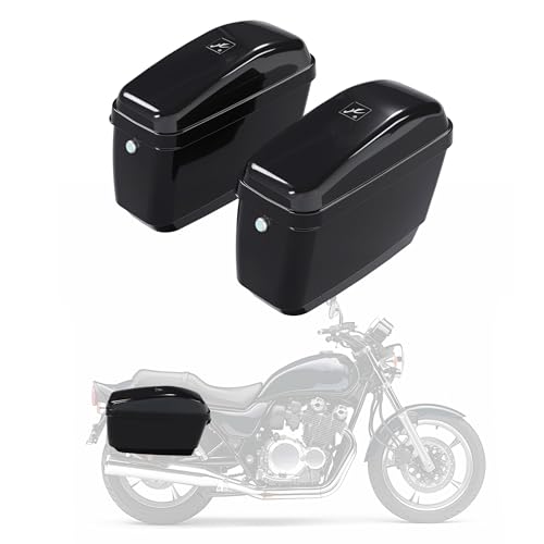 ECOTRIC 45L Motorcycle Hard Saddle Bags W/Lock Compatible with Harley Davidson Honda Shadow Kawasaki Vulcan VN Saddle Bags Trunk Storage Carrier w/Mounting Kit Plastic Black