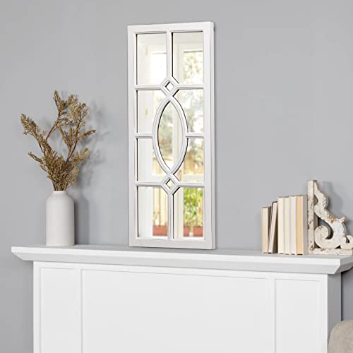 Hanging Rustic Window Mirrors For Wall Decor 30" X 13", Farmhouse Distressed White Full Length Mirror Wall Mounted, Decorative Wood Rectangal Hallway Mirror Wall Decor For Living Room Bedroom #TOP3