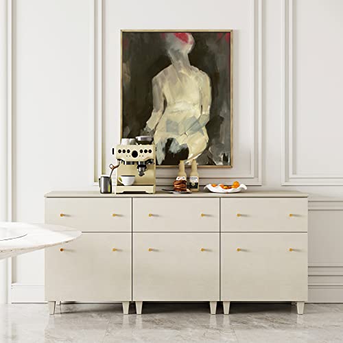 Wampat Set Of 3 Storage Cabinets, 70.8" Kitchen Sideboards With Drawers And Doors, Modern Beige Coffee Bar Cabinets With Adjustable Shelves And Solid Legs For Living Room, Entryway, Hallway #TOP6