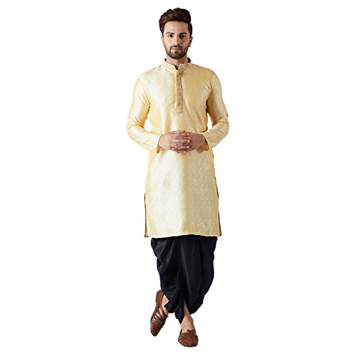 Image of SOJANYA Men's Silk Blend Solid (Since 1958, Kurta & Dhoti Set