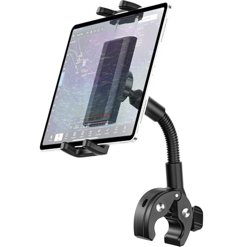 Dosvsi Yoke Mount for iPad, Gooseneck Aviation Pilot Tablet Holder, 360° Rotatable Airplane Yoke Tablet Mount with Sturdy Clamp, Compatible with iPad mini/Air/Pro, Galaxy tab, iPhone, 4-13