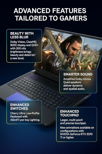 Image of Alienware 18 Area-51 Gaming Laptop 2025 - NVIDIA RTX 5080 16GB GDDR7, Intel Ultra 9 275HX (Up to 5.4GHz), 18 inch 2.5K QHD+ 300Hz, Backlit KB, Win 11 Pro, w /Accessories (32GB DDR5 RAM, 1TB SSD)