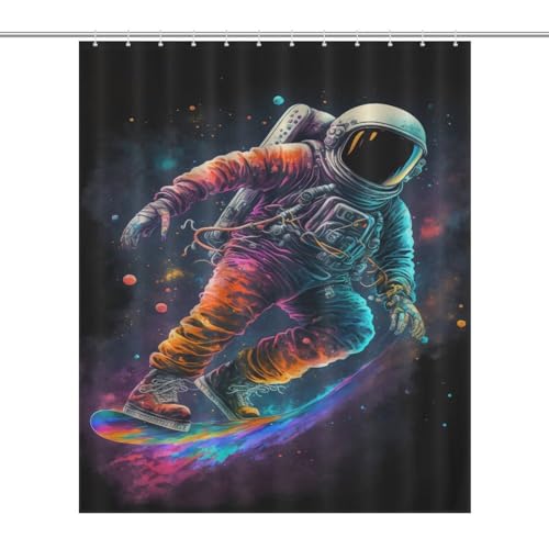 Rideau de douche astronaute polyester lavable imperméable pour cabine douche et maison - 7