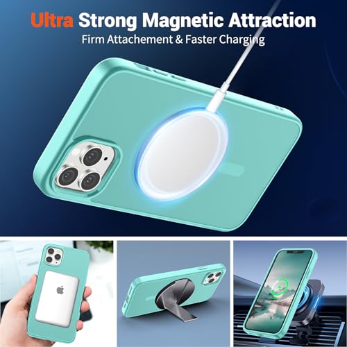 Image of SUPFINE Magnetic for iPhone 11 Pro Max Case Blue Green | (Compatible with MagSafe)(Military Grade Drop Protection)Shockproof Translucent Matte Phone Cover